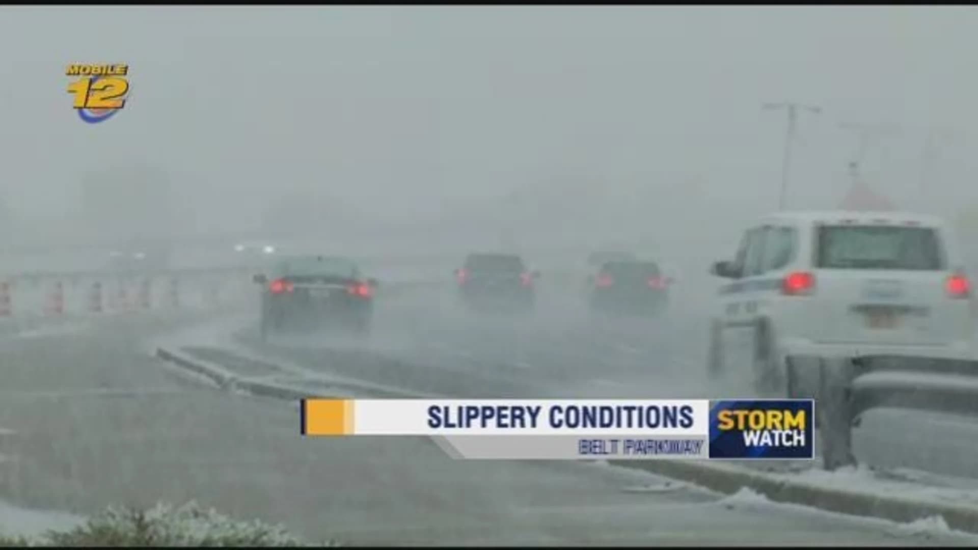 Snow, wind ramp up along the Belt Parkway