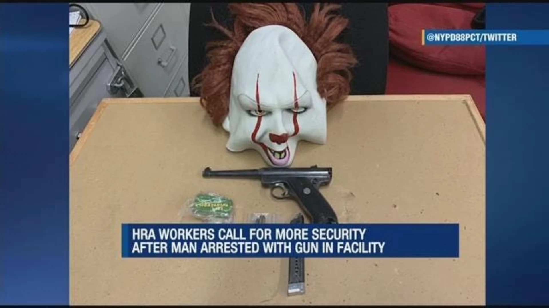 City workers seek more security after man is found with clown mask, gun in building