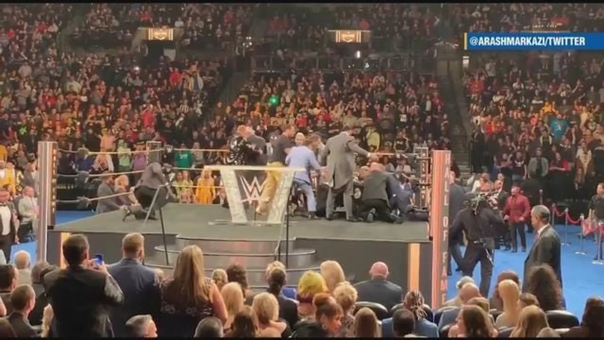 WWE wrestler attacked during Hall of Fame induction speech