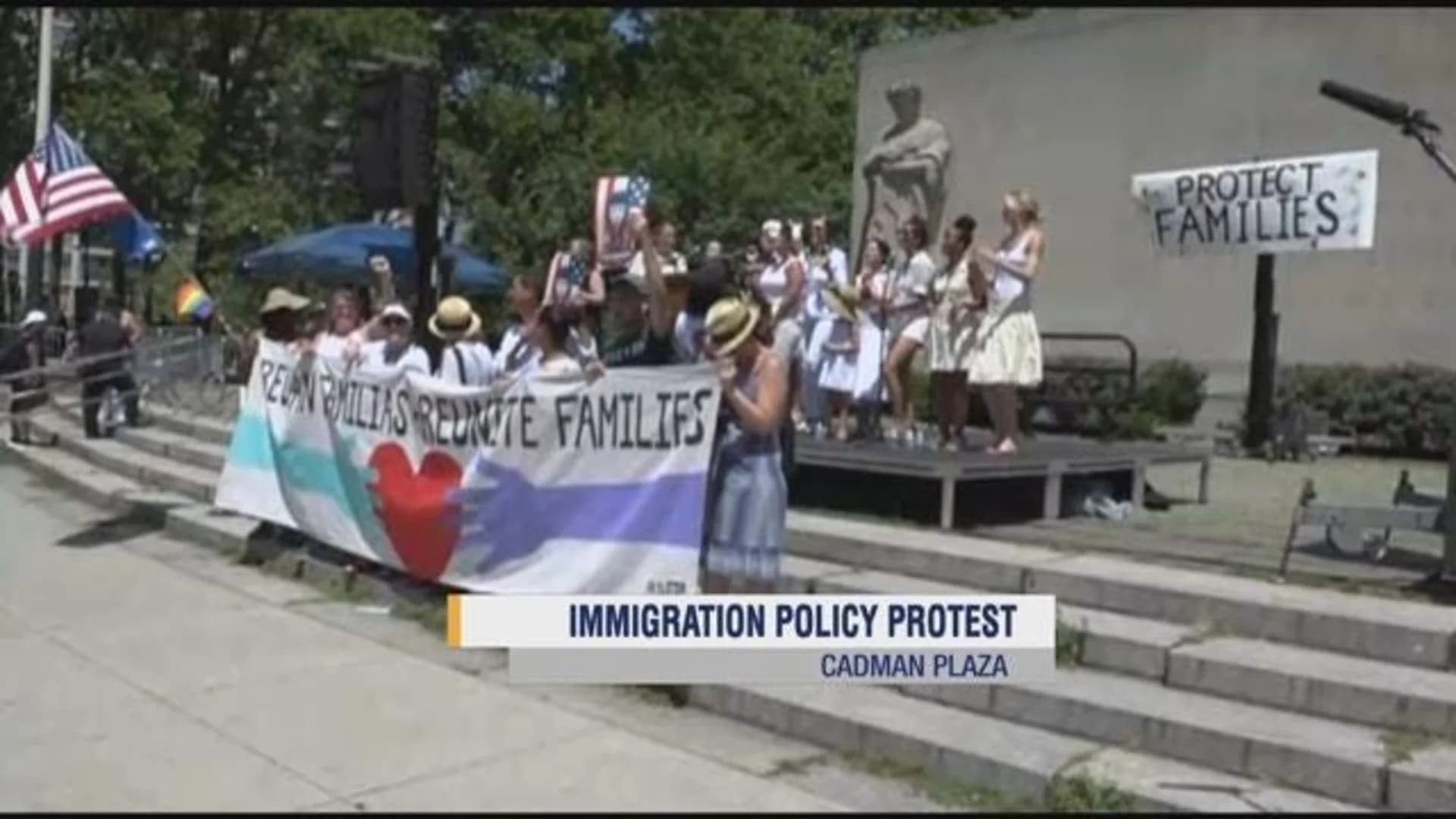 Protesters march across Brooklyn Bridge against immigration policies