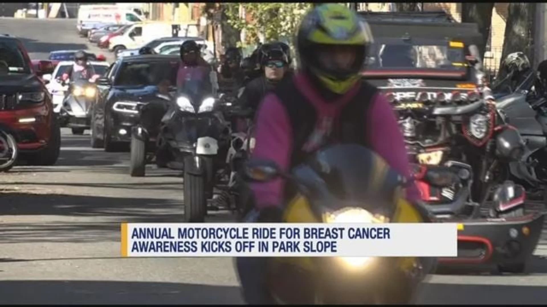 Brooklyn motorcyclists swarm streets in pink, raise awareness for breast cancer