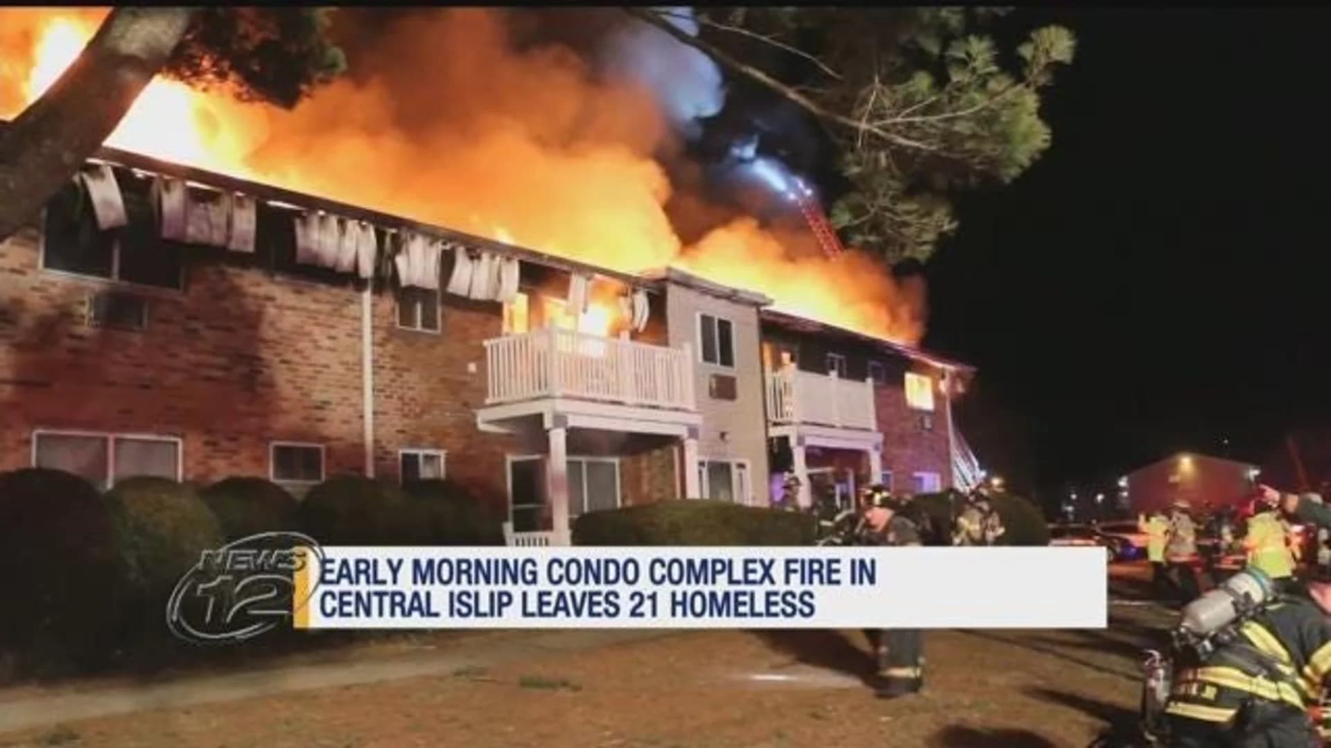 Fire tears through roof of condo complex; 21 residents displaced