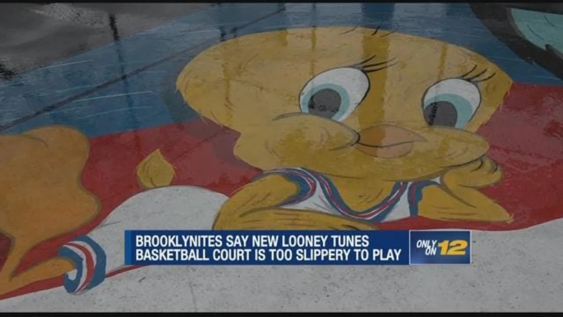 'Looney Tunes' basketball court draws ire due to slippery surface