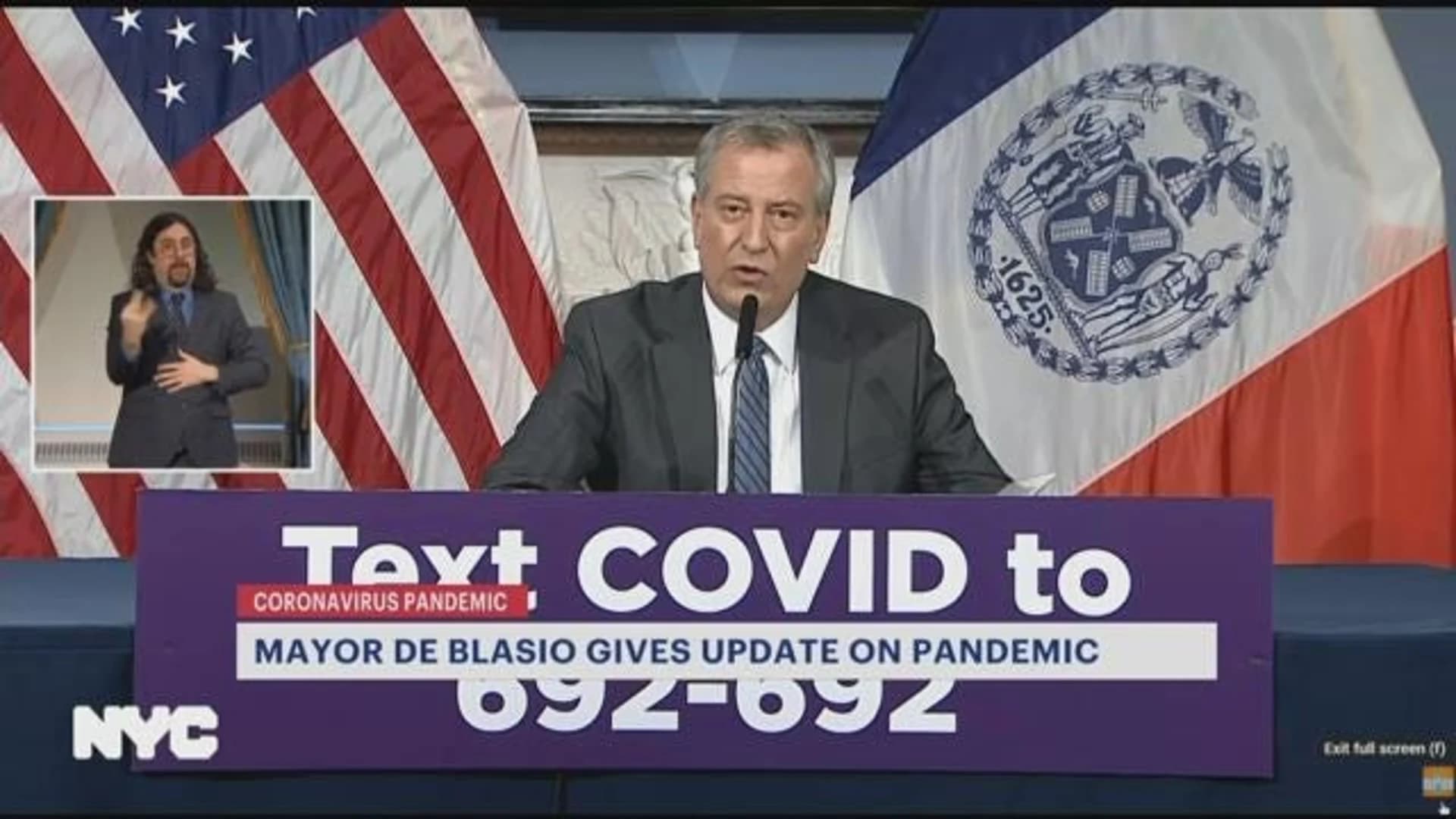 Mayor de Blasio: New York City COVID-19 cases reach 20K, 280 deaths
